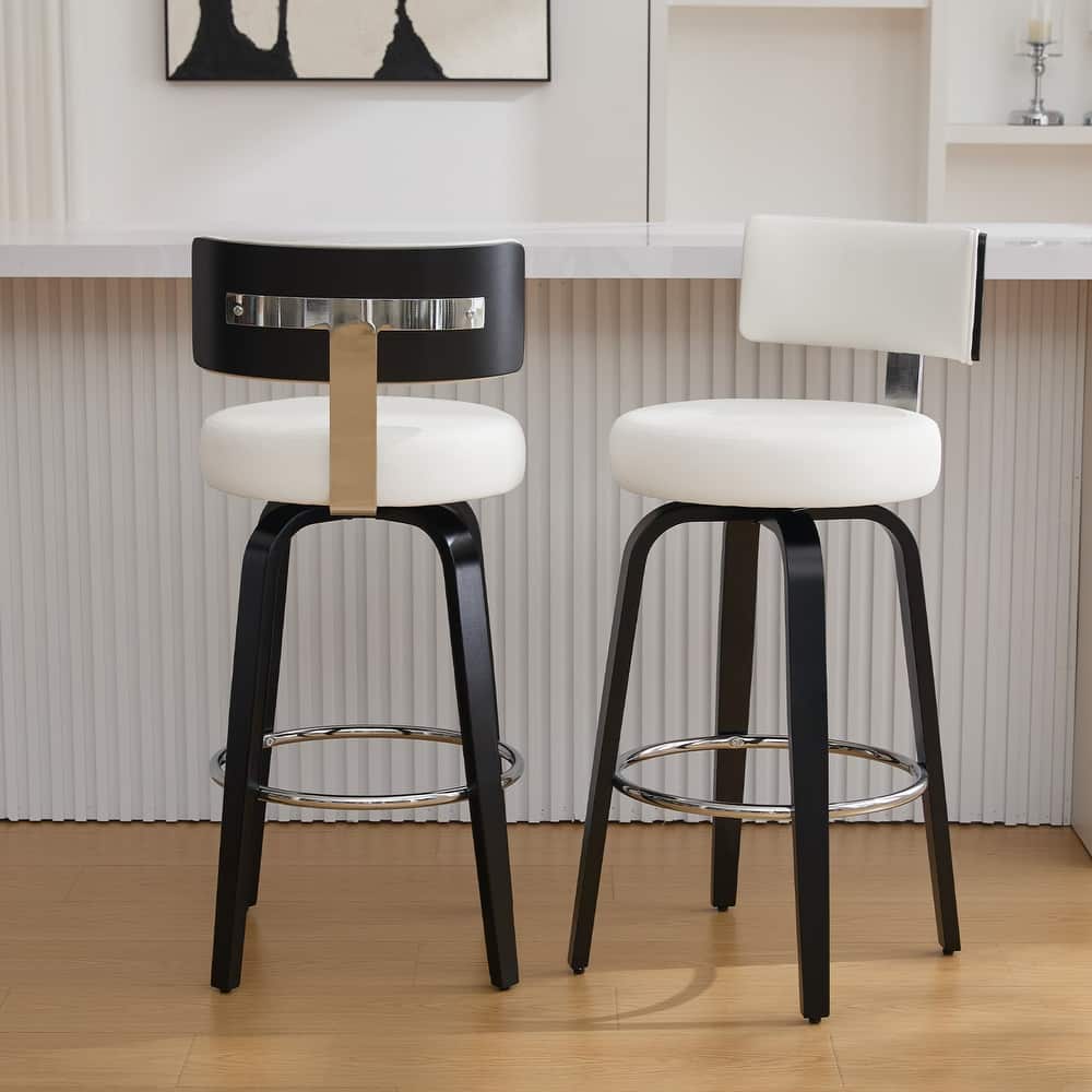 Upholstered Swivel Counter/ Bar Stools with T-Shaped Backrest
