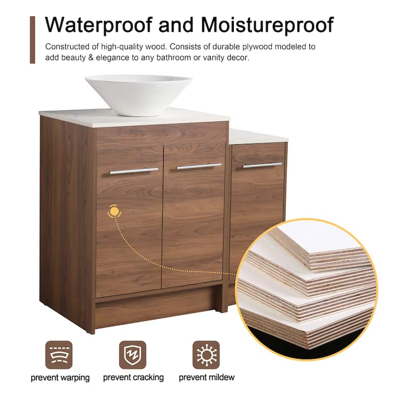 Malwee 24"/36"/48"/60" FreeStanding Bathroom Vanity, Floor Stand Bathroom Vanity with Ceramic Sink,Soft Close Door and Shelf