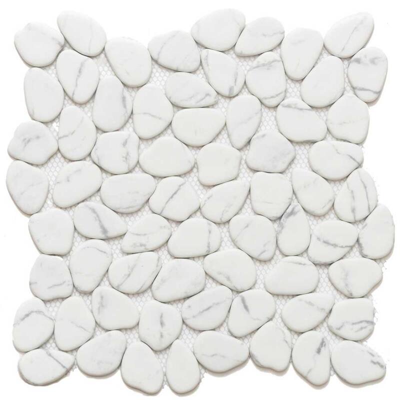 The Tile Life Recycled Cenote Pebble 13x13 Blanco Glass Floor & Wall Tile - Case of 14 (14 Sq. ft.)