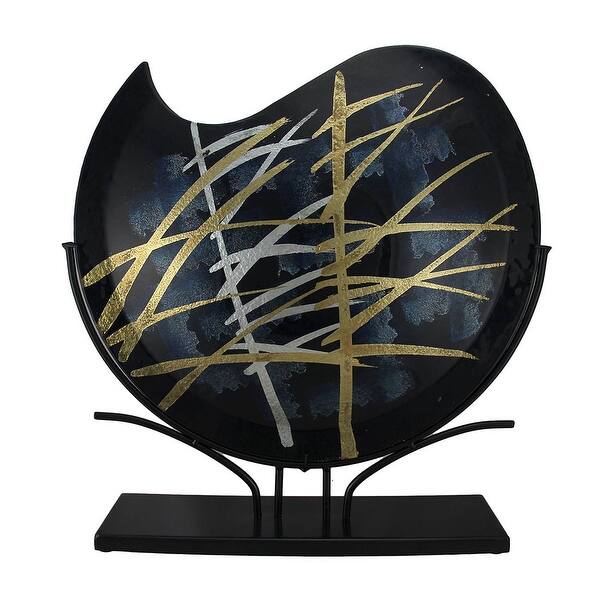 Shop Stunning 20 Inch Round Blue Gold Fused Glass Vase With
