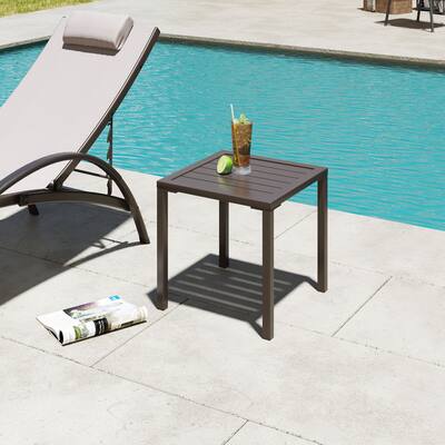VredHom Outdoor Chaise Lounge Table Square Aluminum Square Side/End Table - 15.7" L x 15.7" W x 15.9" H