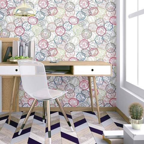Red Stamps Peel and Stick Removable Wallpaper 2072