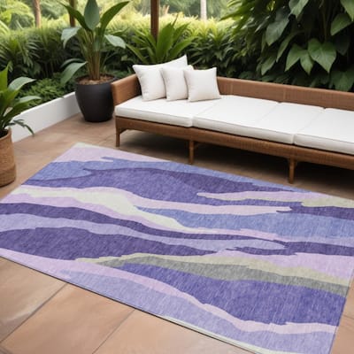 HomeRoots Abstract Transitional Rectangle Outdoor Rug