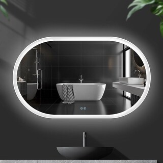 40 X 24 Inch Wall Mounted Oval Led Lighted Bathroom Vanity Mirror with ...