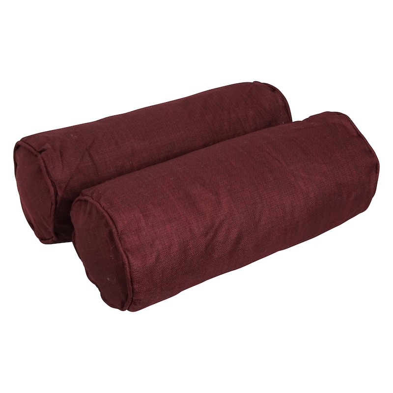 Delaney Corded Indoor/Outdoor Bolster Pillow (Set of 2) - Merlot