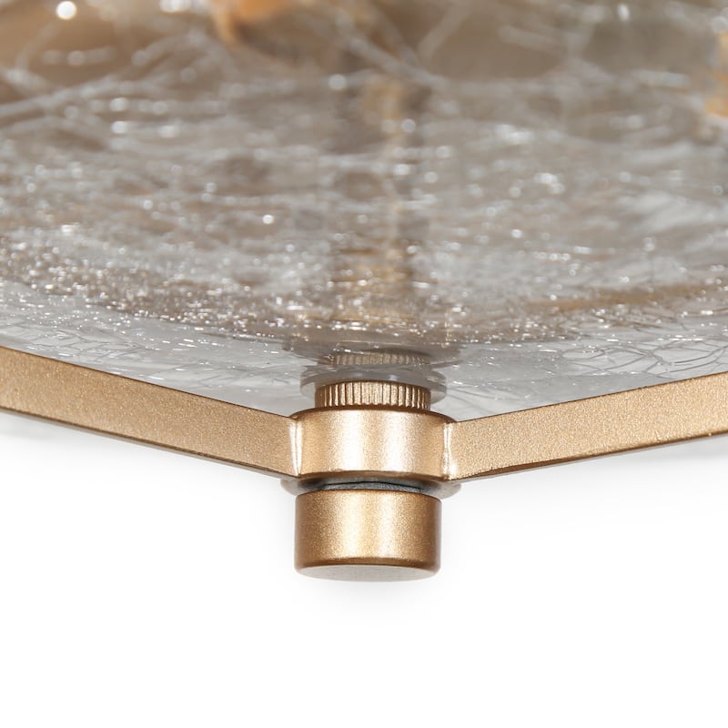 Modern Glam Flush Mount Light Textured Cracked Glass LED 3-light for Bedroom - D15" x H 5"