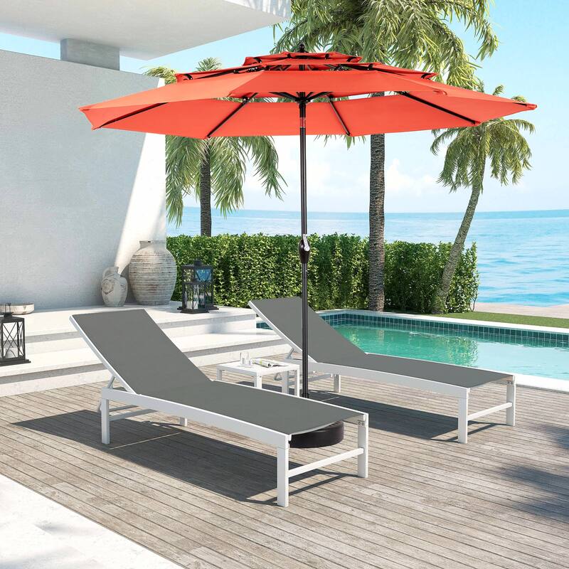 9.64 ft. Steel Market Outdoor Patio Umbrella with 8 Ribs, 3 Tier Auto-tilt Umbrella, (Base Not Included)