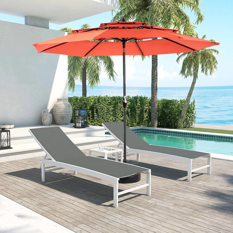 Aluminium 10ft 3 Tier Auto-tilt Umbrella ,Outdoor Patio Umbrella - Market Table Pool Deck Umbrella (Base Not Included)