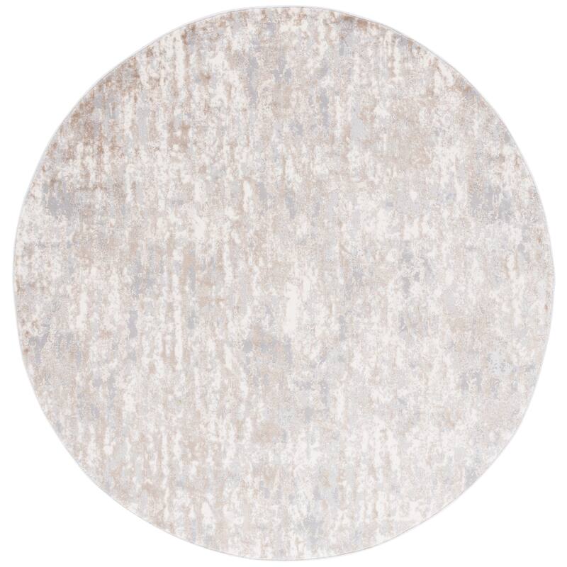 SAFAVIEH Lagoon Priama Modern Abstract Rug - 6'7" Round - Beige/Grey