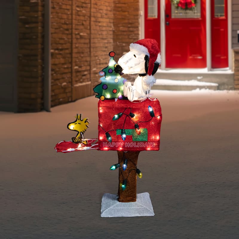 32" LED Peanuts Snoopy Mailbox Outdoor Christmas Decor Clear Lights - Multi