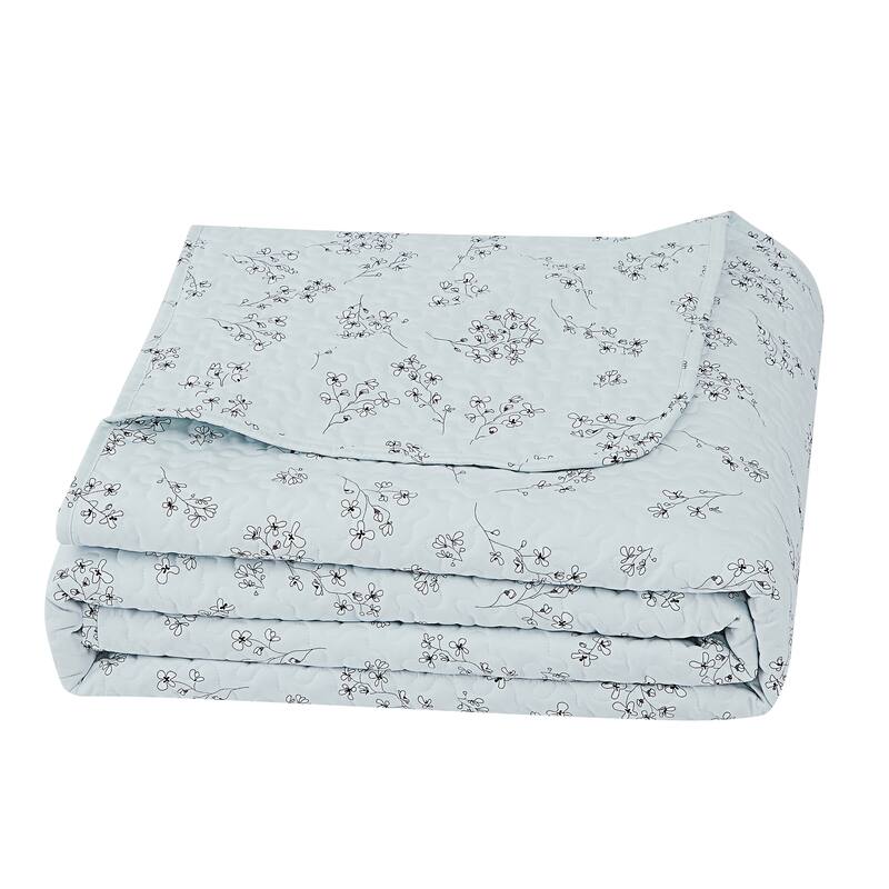 Sweet Florals Quilt and Sham Set - Blue - Full - Queen