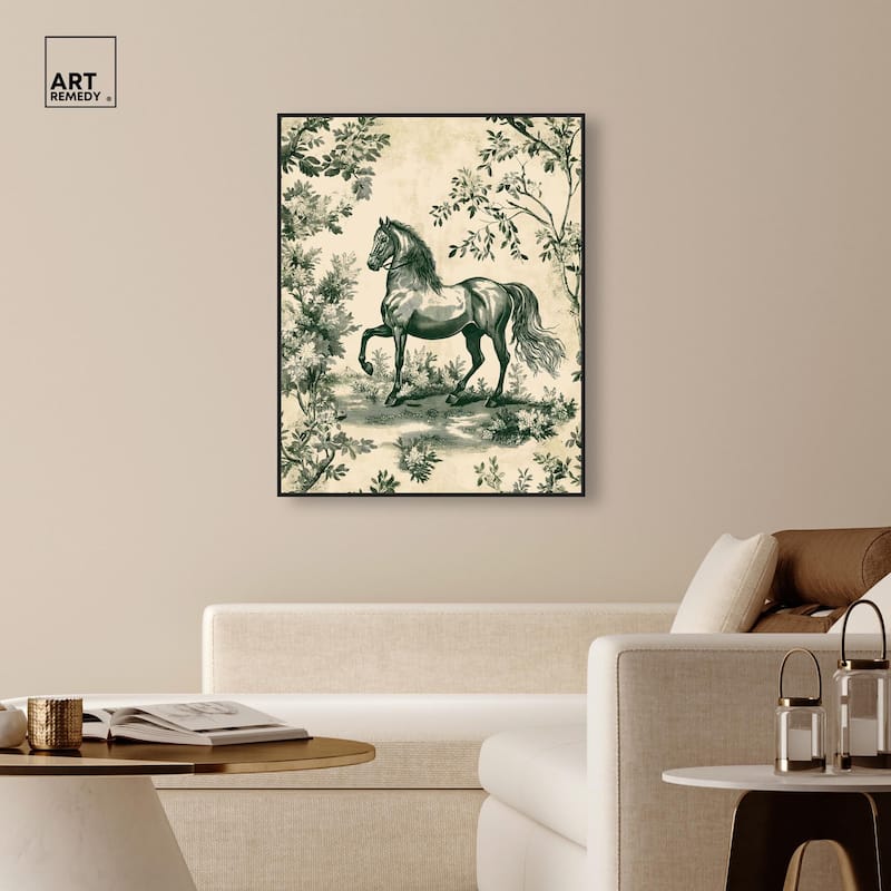 Equestrian Etching Canvas by Art Remedy