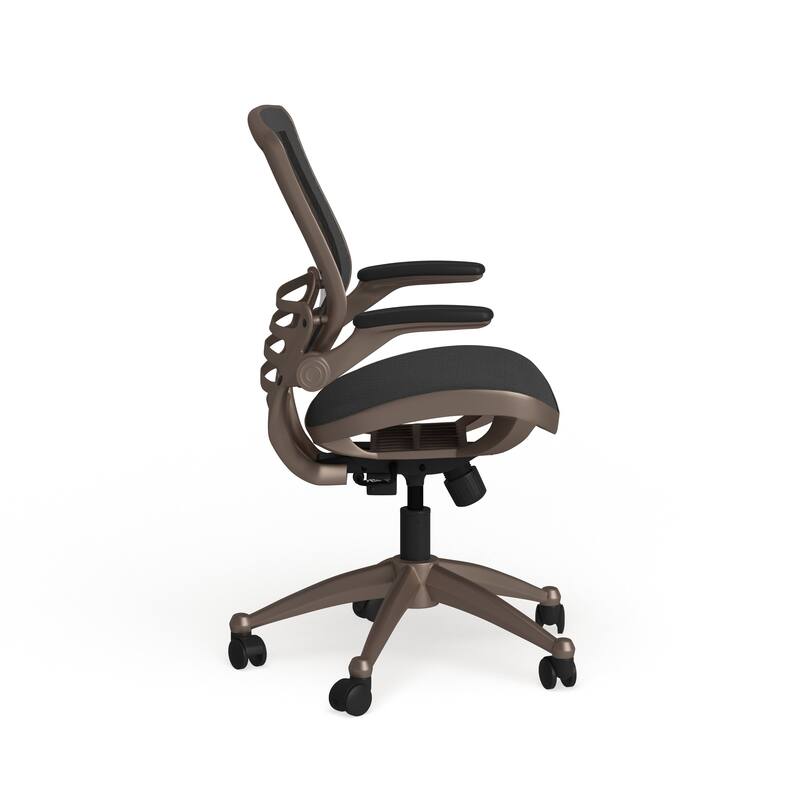 Mid-Back Transparent Mesh Executive Swivel Chair with Melrose Gold Frame and Flip-Up Arms