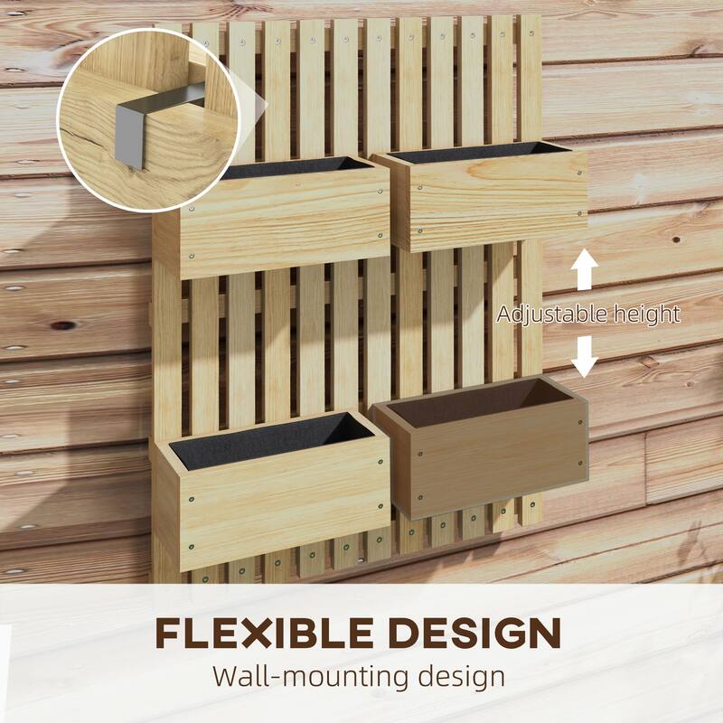 Self-Draining Planter Box with Trellis for Flower Vegetable and Herb