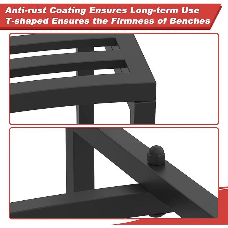Curved Fire Pit Bench Set of 4,Metal Outside Bench Fire Pit Seating