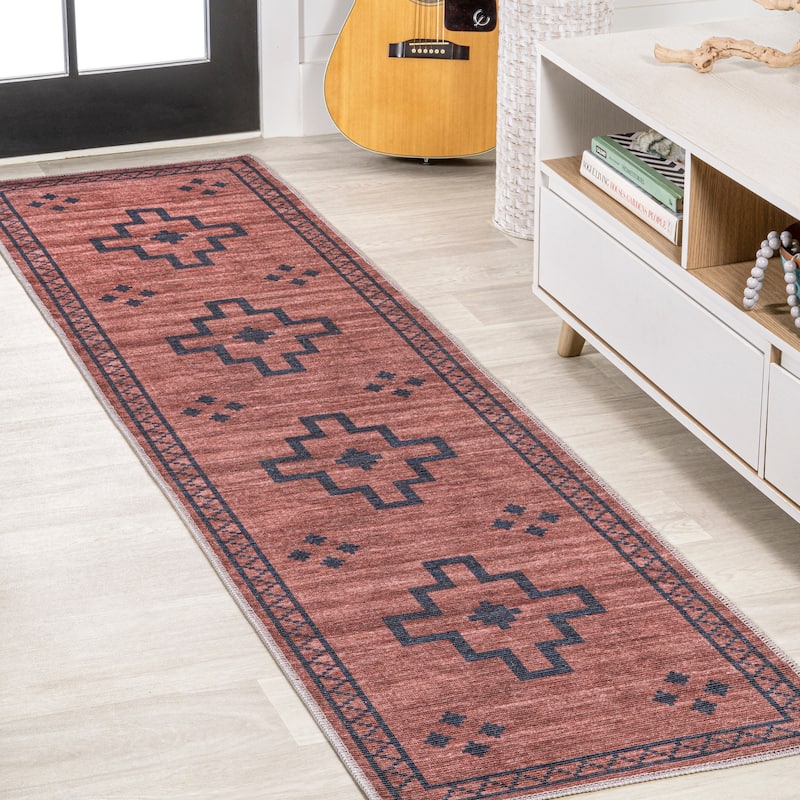 JONATHAN Y Rand Medallion Textured Weave Machine Washable Area Rug