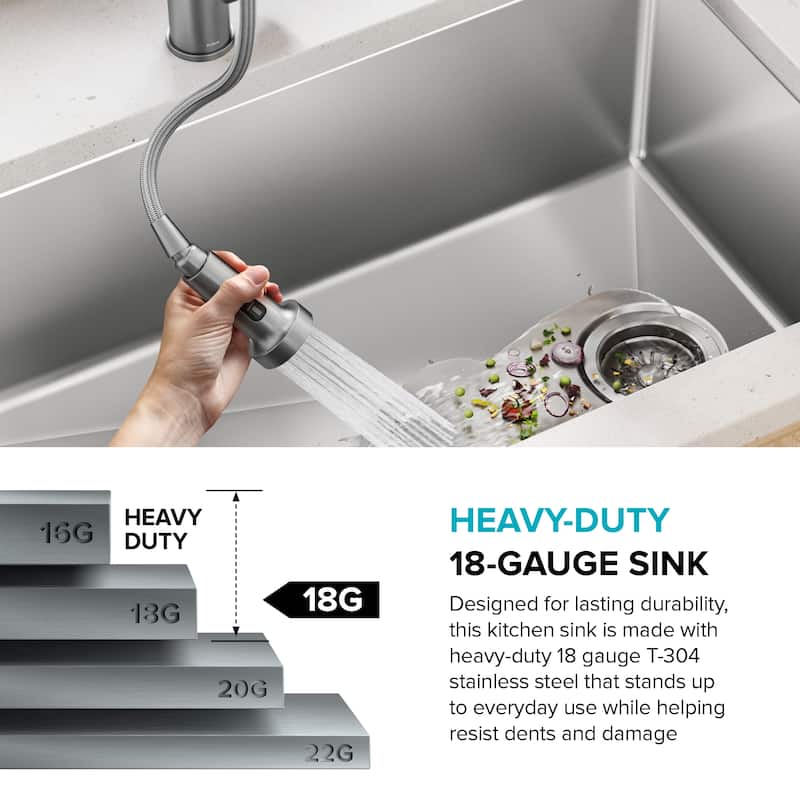 KRAUS Fairlane Undermount 18 Gauge Stainless Steel Kitchen Sink