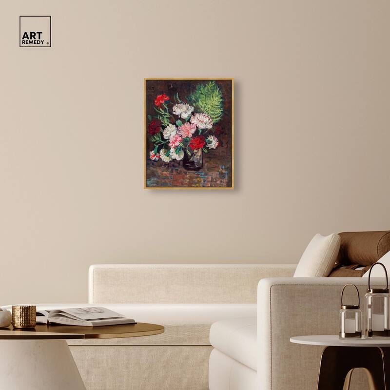 Vase with Carnations Canvas by Art Remedy