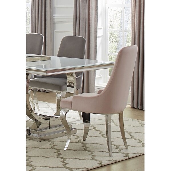 Paxton Cabriole Design Stainless Steel with Pink Velvet Dining
