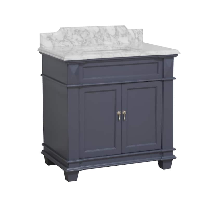 KitchenBathCollection Elizabeth 36" Bathroom Vanity with Carrara Marble Top