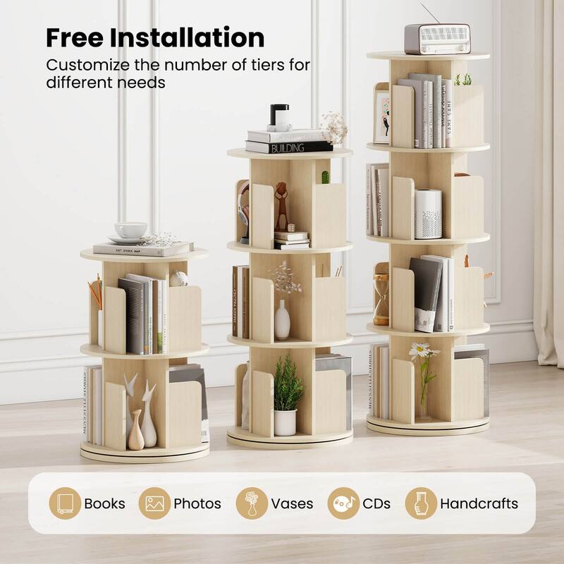 Costway 1/2 PCS 4-Tier Rotating Bookshelf 360° Display Rack with - See Details