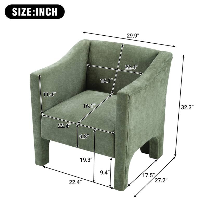 Roomfitters Modern Chenille Barrel Accent Chair with Enclosed Arms, Upholstered Armchair