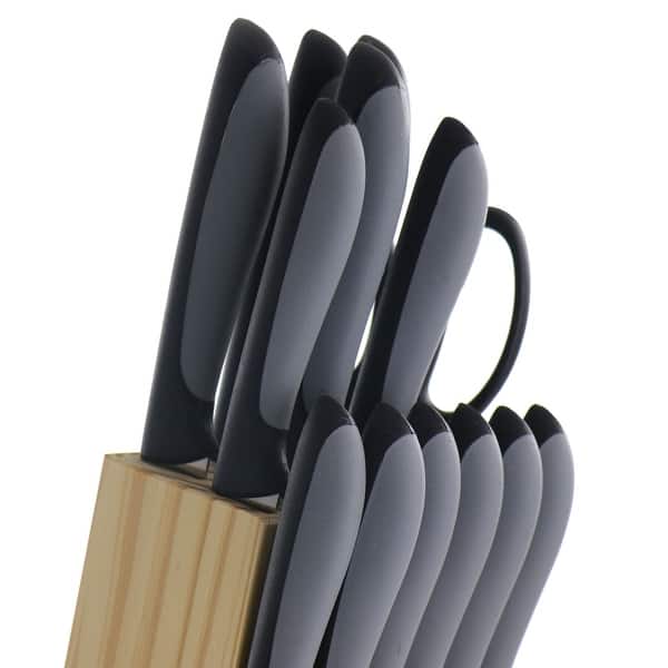 Martha Stewart Stainless Steel 14 Piece Cutlery And Knife Block Set In  Black