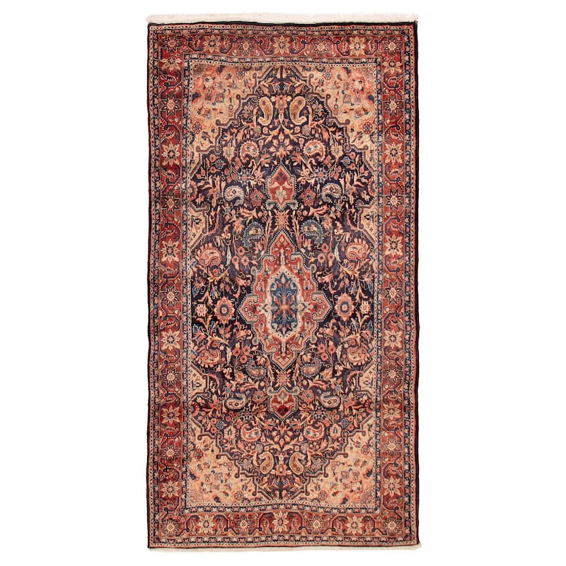 ECARPETGALLERY Hand-knotted Anadol Navy Wool Rug - 5'0 x 9'9 - Dark Navy - 5'0 x 9'9