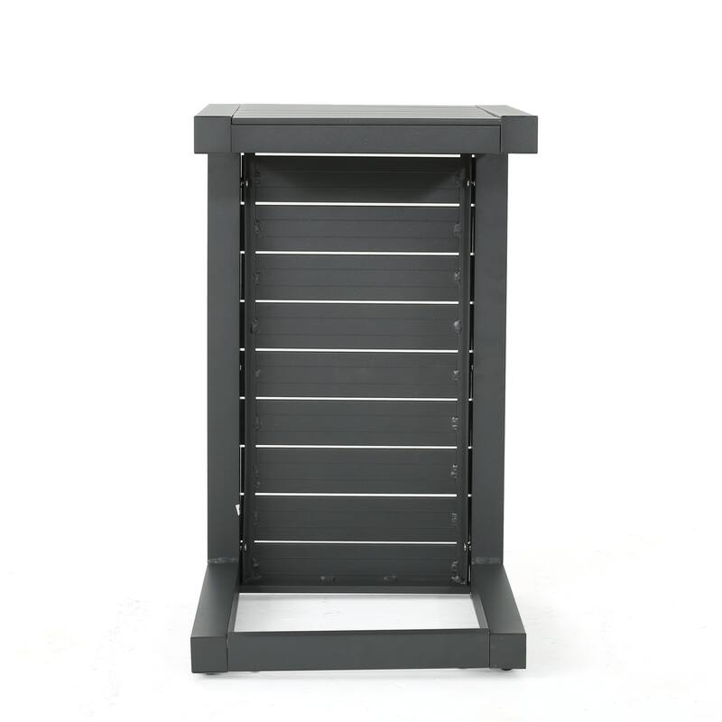 Roomfitters Modern Outdoor Side Table with Slatted Aluminium Frame, Weather-Resistant Accent Table for Patio