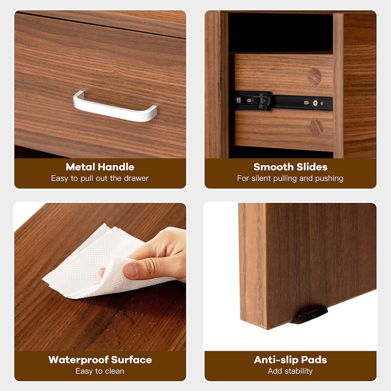 Modern Nightstand with Storage Drawer and Cabinet