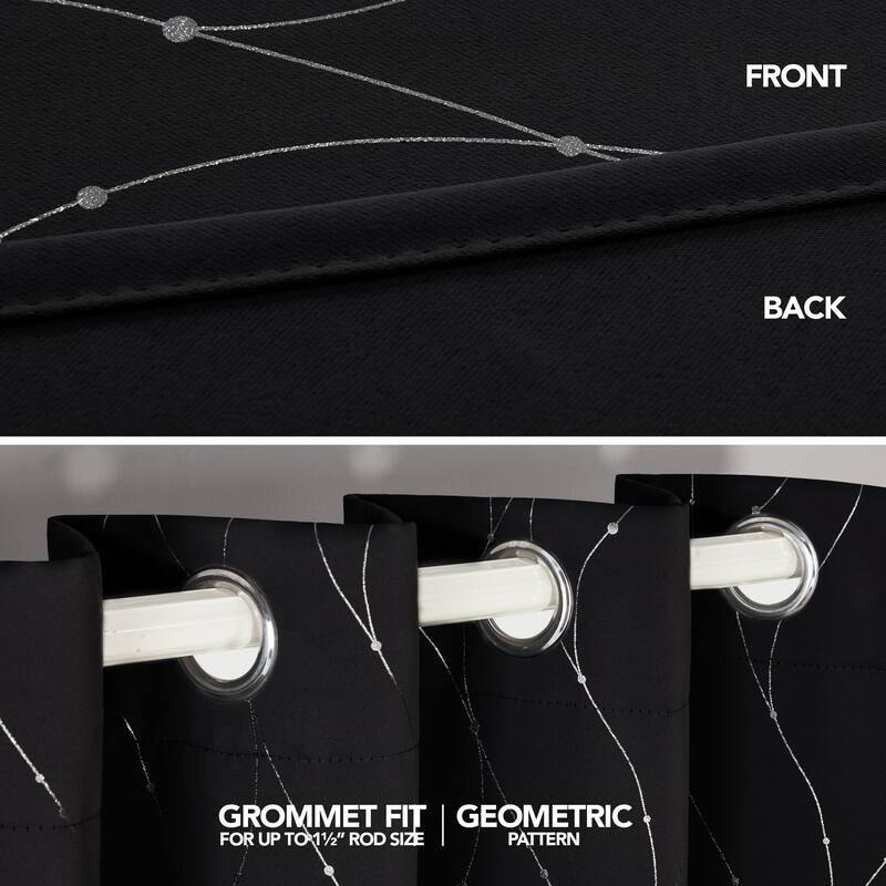 Deconovo Wave Line with Dots 52 Width Curtains Pair(2 Panel)