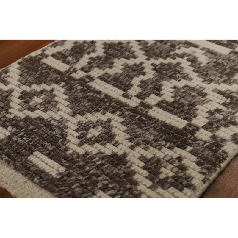 Striped Moroccan Oriental Rug Hand-Knotted Foyer Wool Carpet - 2'0"x 3'0"