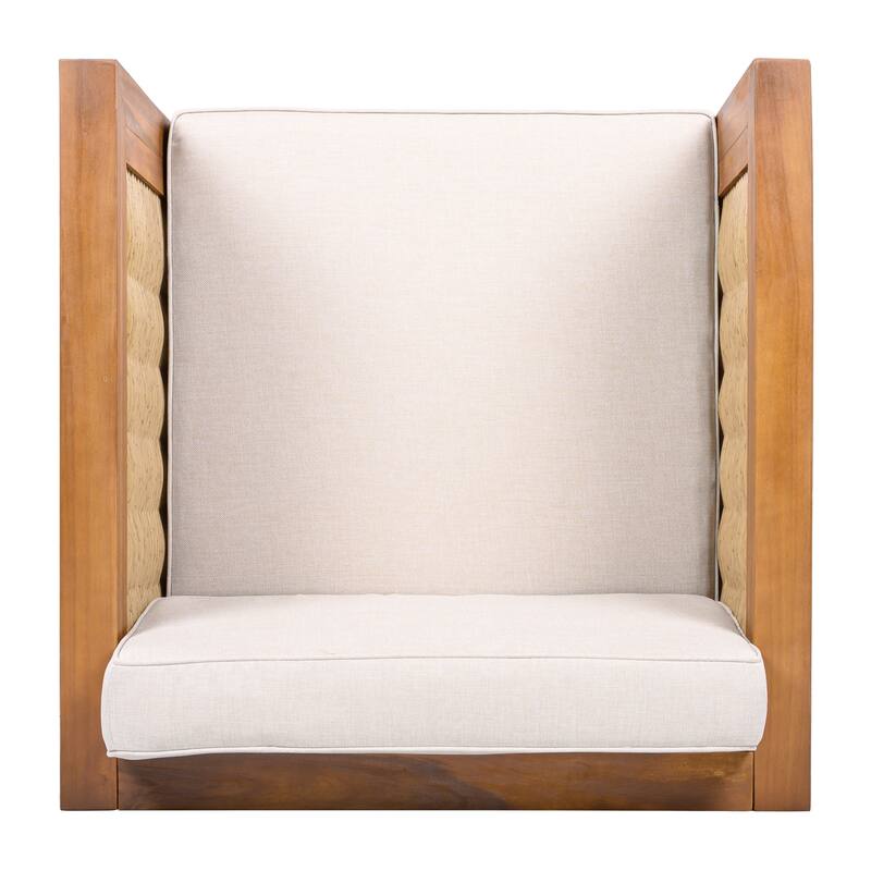 Oana Outdoor Acacia Wood Club Chair with Cushion by Christopher Knight Home