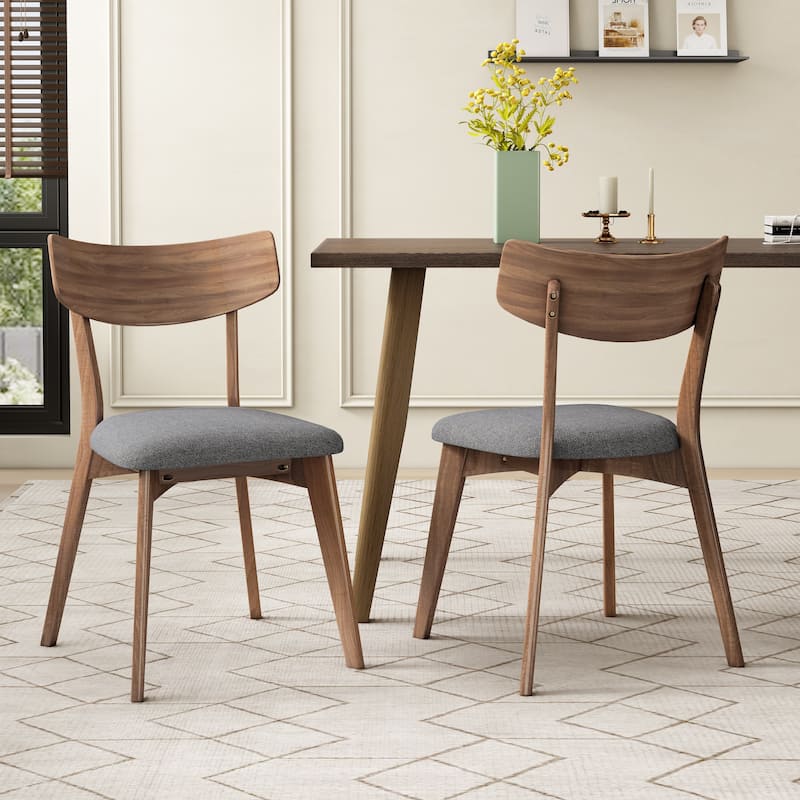 Chazz Mid-Century Modern Upholstered Rubberwood Dining Chairs (Set of 2) by Christopher Knight Home