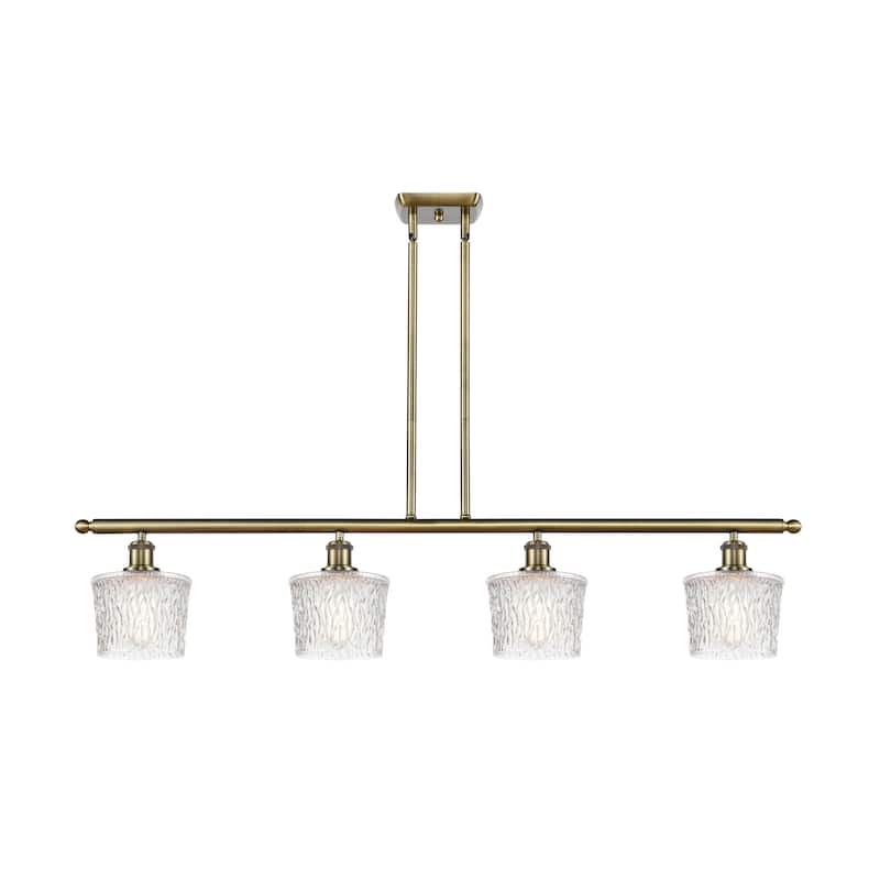 Innovations Lighting Niagra - 4 Light 48" Stem Hung Island Light - Antique Brass/Clear