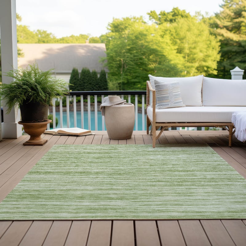 Machine Washable Indoor/ Outdoor Casual Ombre Chantille Rug