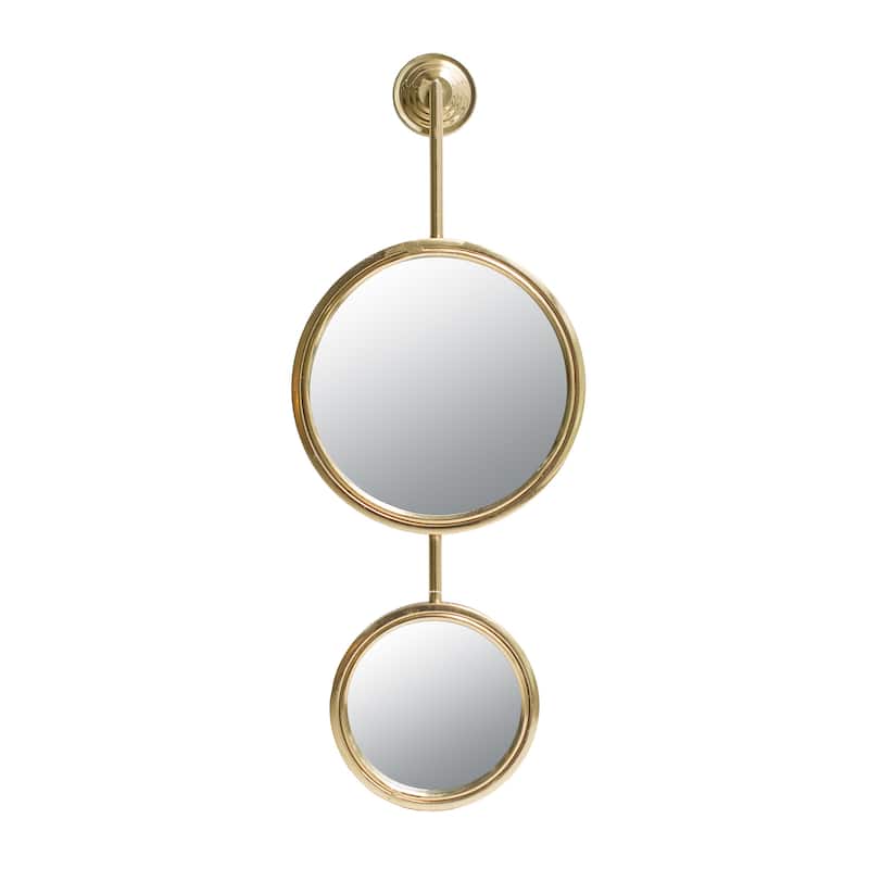 2 Circle Mirrors for Wall Decor,11" x 28.5" - Gold
