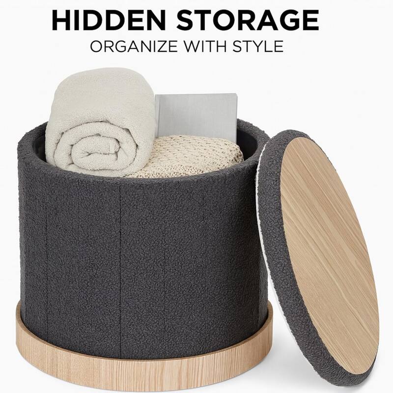 Aria Home Teddy Fabric Ottoman Coffee Table with Hidden Storage