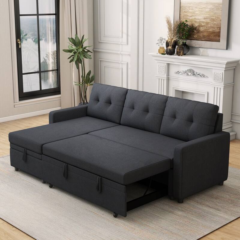 Modern L-Shape Convertible Sleeper Sectional Sofa