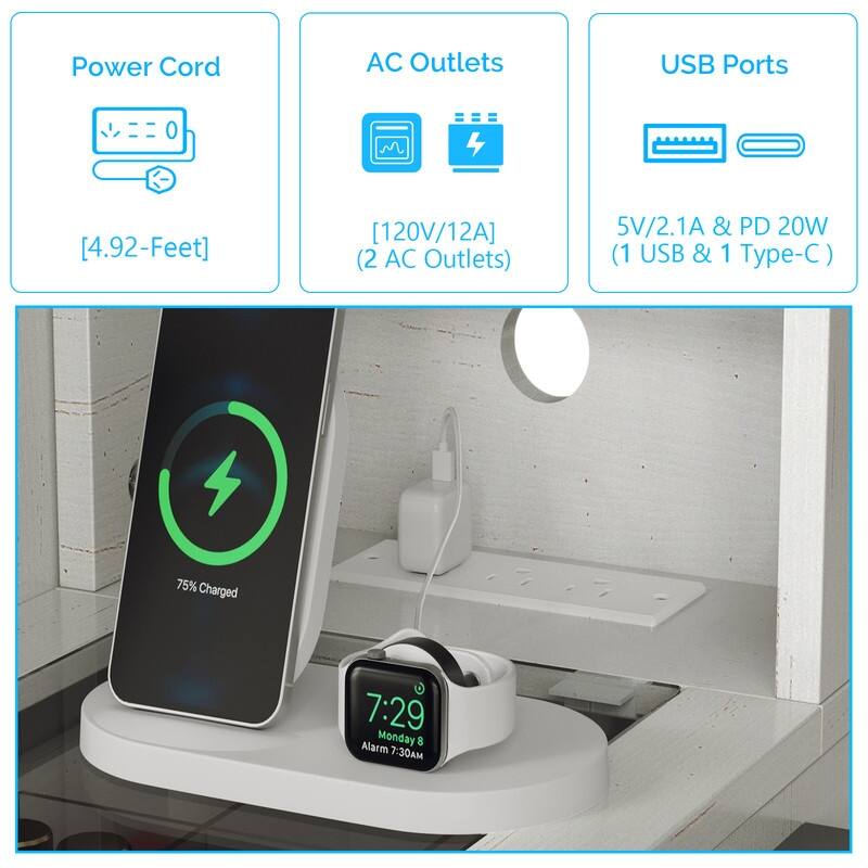 Particle Board, Melamine Veneer, 2 Drawers and 1 Door, Glass Desktop, Barn Door Style Dressing Table - N/A