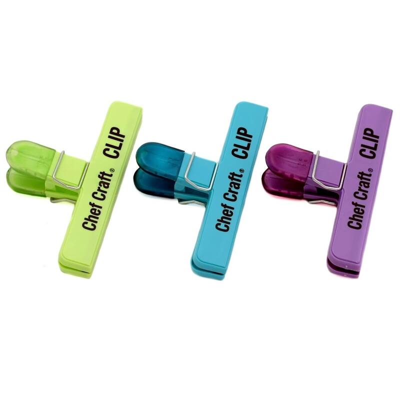 Chef Craft Large 6-Inch Bag Clip, Chip Sealing Clip - Random Pastel Color - 3 Clips