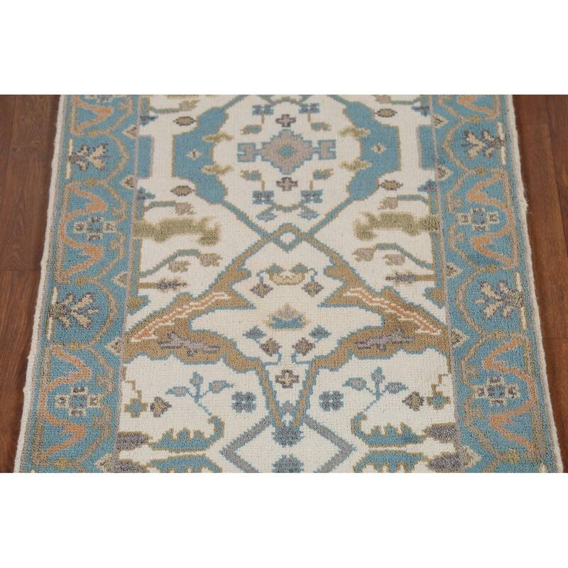 All-Over Oushak Indian Runner Rug Handmade Wool Carpet - 2'7"x 7'8"