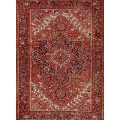 Hand Knotted Oriental 100% Wool Carpet Traditional Medallion Red Heriz Area Rug - 12' 6'' X 9' 8''