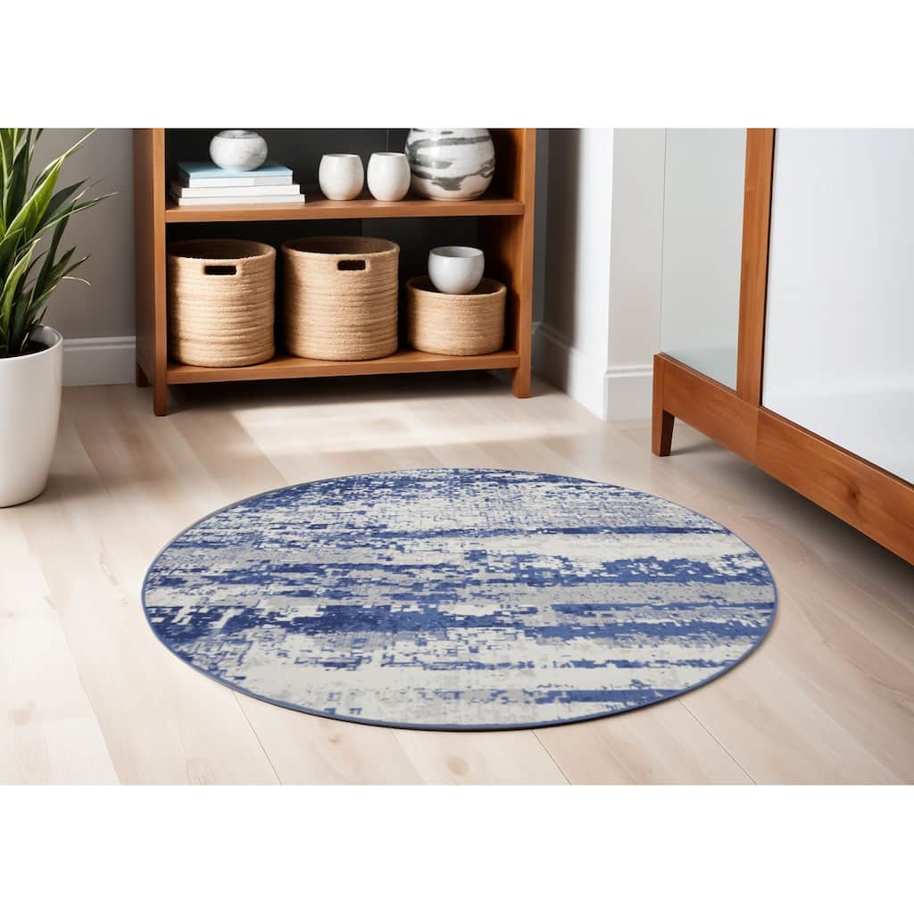Power Loomed Geometric Abstract Modern Stain Resistant Area Rug - 60' X '60' X '0.39