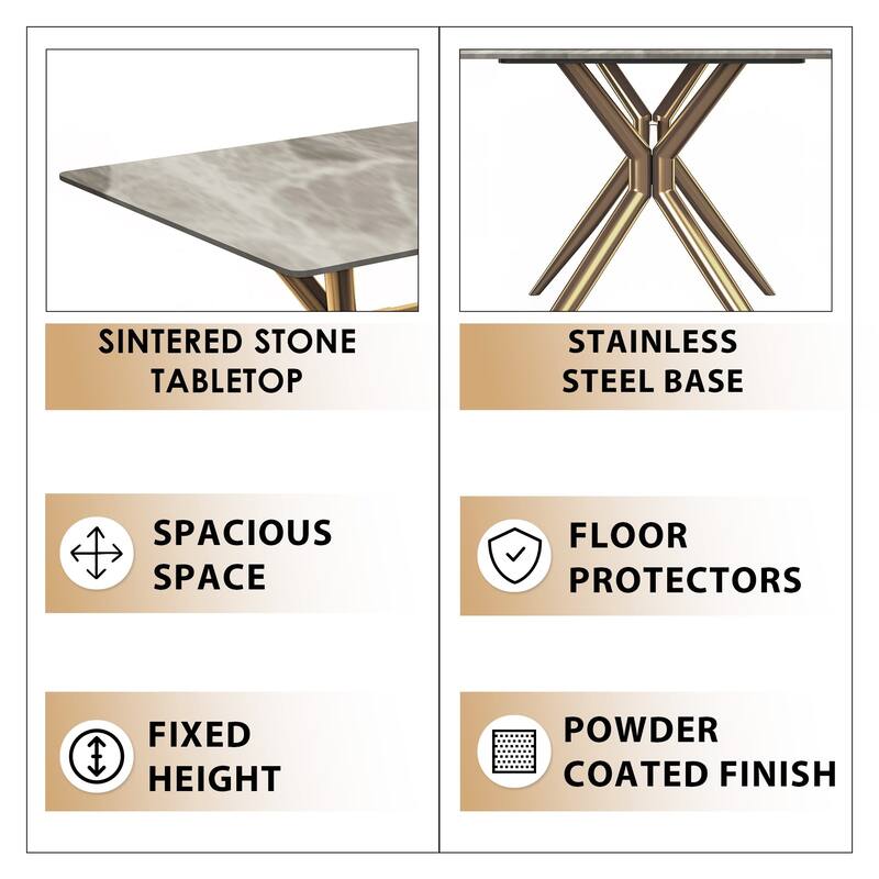 Elega Rectangular Dining Table with Sintered Stone/Glass Top