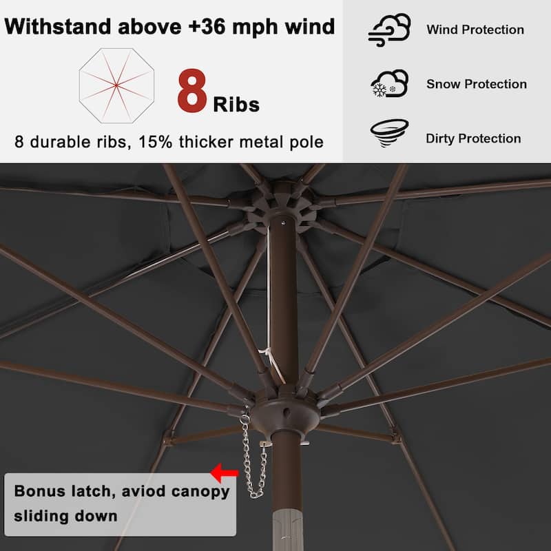 ABCCANOPY 10FT Outdoor Table Market Umbrella Tilt and Crank for Garden