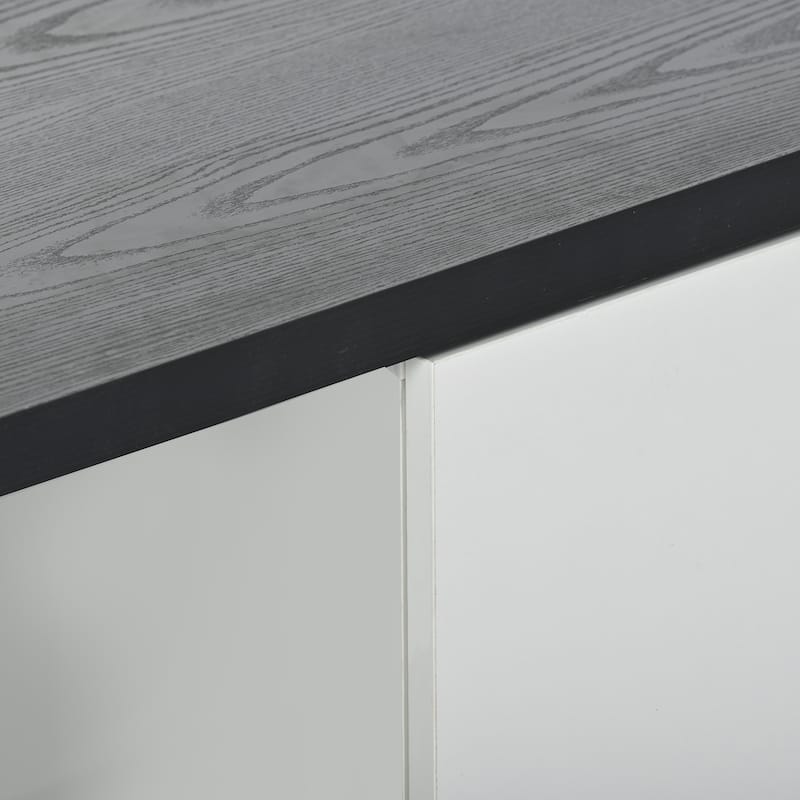 White Modern Style Extendable TV Stand with Three Drawers and Shelf for TVs Up to 80"