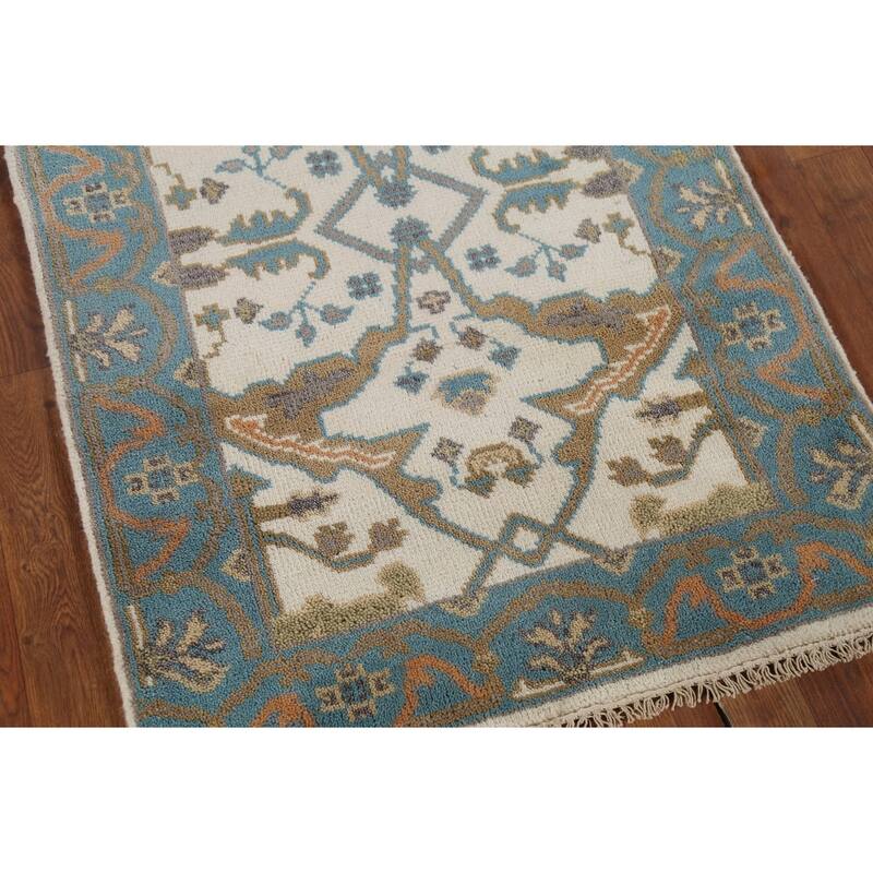 All-Over Oushak Indian Runner Rug Handmade Wool Carpet - 2'7"x 7'8"