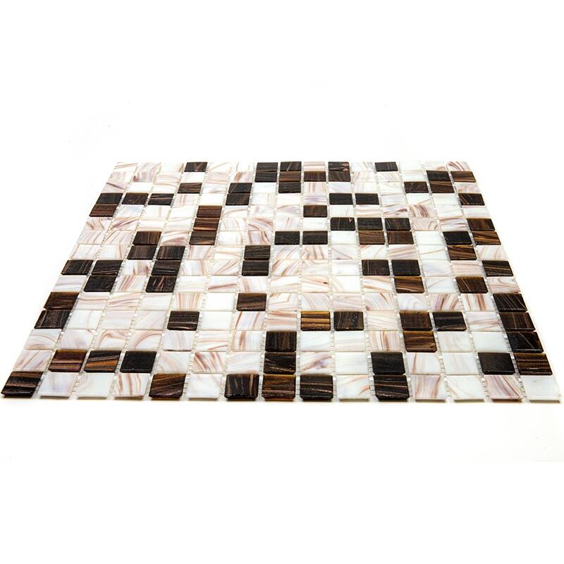 Apollo tile 12" x 12" Mingles Glossy Beige Brown Glass Tile (20 sq ft/case) - 20 Pack