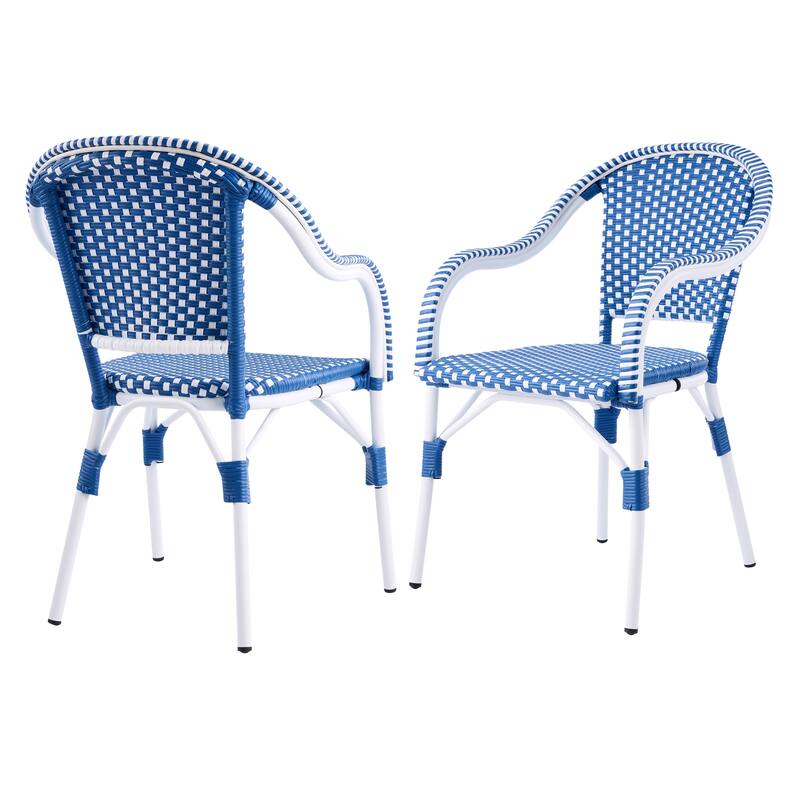 Christopher Knight Home - Iris 5-Piece Outdoor Dining Set with Four Woven Metal Frame Chairs and Acacia Wood Round Table